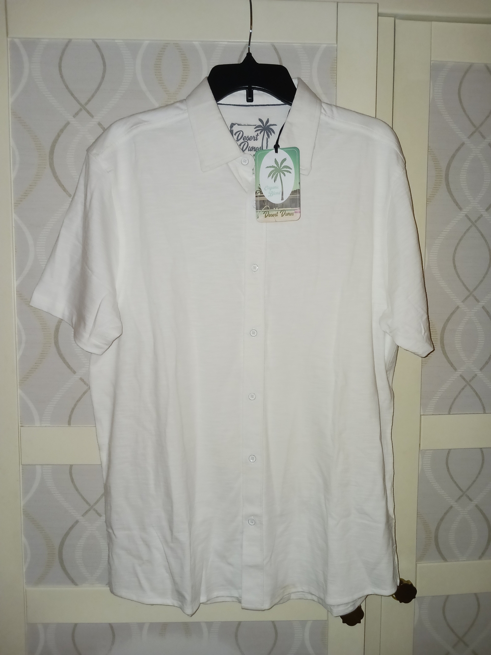 100% Organic Cotton Desert Dunes Men's White Short-Sleeve Button Shirt